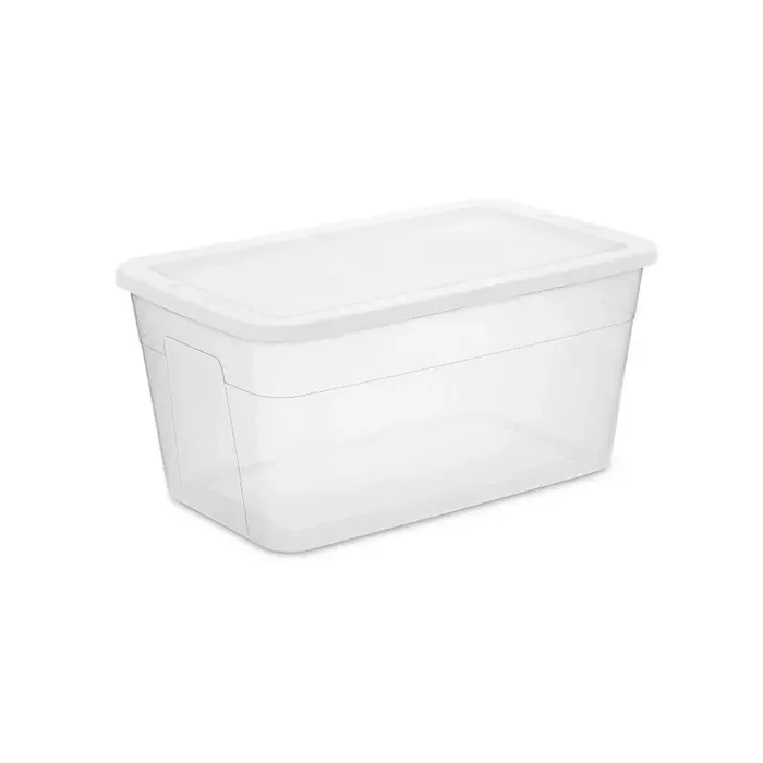 90qt Clear Storage Box White – Room Essentials™ Plastic, Portable, Lidded, Stackable, Snap Closure, Universal Storage