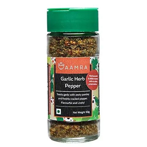 Aamra Garlic Herb Pepper 50g (Mixed Herbs- seasoning for pizzas pasta soups salads)- No preservatives