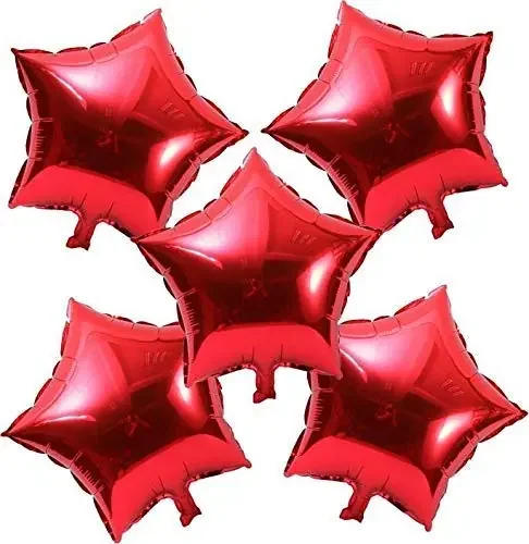 AARNA EXOTICS Foil Balloons (5 pcs) for Christmas Birthday Marriage Anniversary and Party Events Balloons for Decoration (RED STAR)