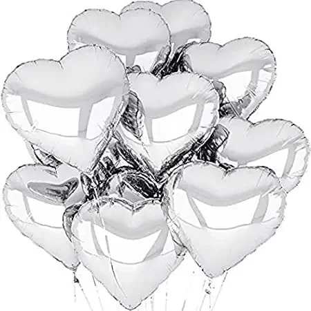 AARNA EXOTICS Foil Balloons (5 pcs) for Christmas Birthday Marriage Anniversary and Party Events Balloons for Decoration (SILVER HEART)