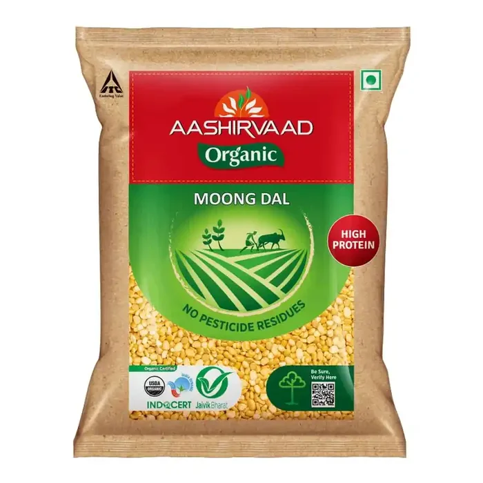 Aashirvaad Organic Moong Dal, 500 g, 100% Organic Moong Dal, Rich in Protein
