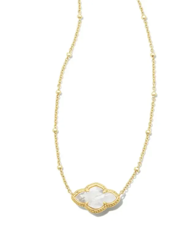 Abbie Pendant Necklace Ivory MOP Gold