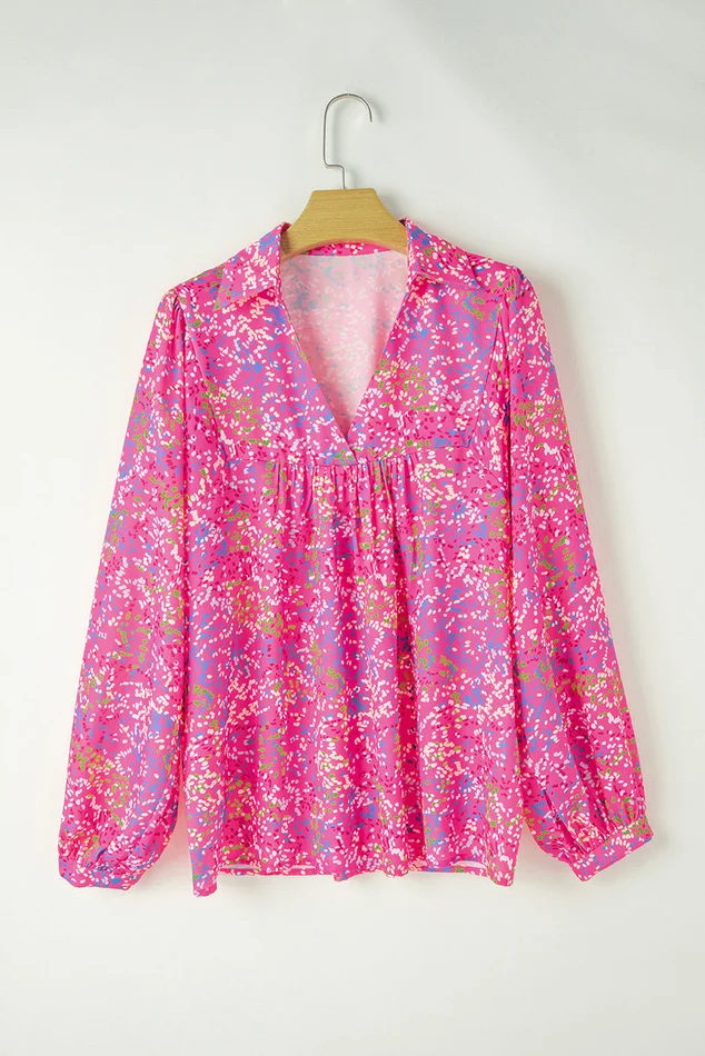 Abstract Print Pink Blouse