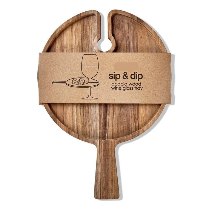 ACACIA WOOD WINE GLASS TRAY