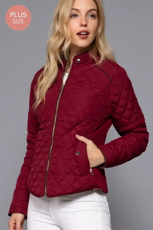 Active Basic Plus Suede Piping Quilted Jacket