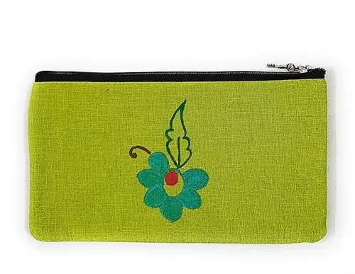 ADD GEAR Hand Painted Womens Clutch Purse – Original Acrylic Paint Art Work – Hand bag Clutch, Pale Green, M