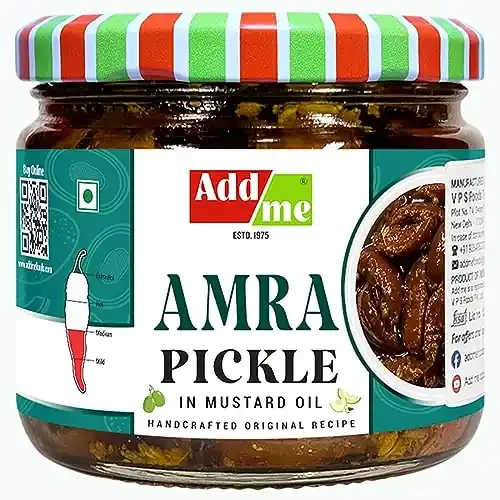 Add Me Homemade Fresh Amra Pickle 300g Tasty and Tangy Indian Hog Plum Pickle 300gm Glass Pack
