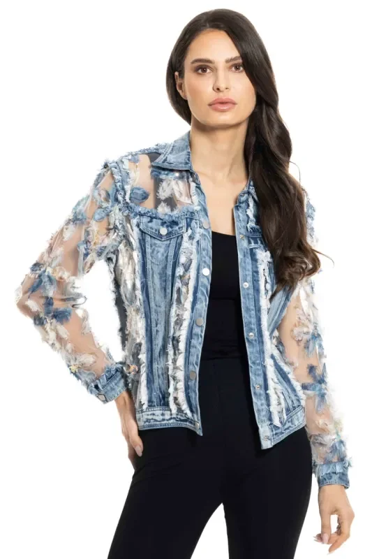 Adore Denim and Floral Lace Jacket-BA-36