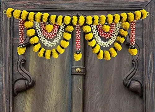 afarza Artificial Marigold Flower Toran Garlands Handmade Bandhanwar Door Entrance Hanging Hometraditional Wall Decoration Diwali, 40Inches