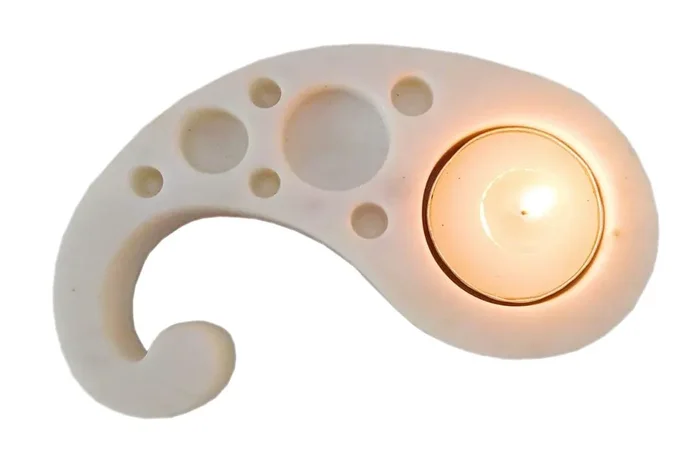 AGRA SOFT STONE CARVING PRODUCTS Paisley Shape Marble Tea Light Candle Holder for Home Diwali Decoration/Ethnic Chic/Decorative Accent/Handmade Gift