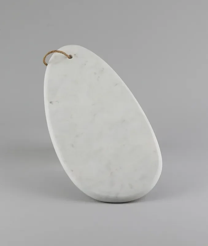 AGRA SOFT STONE CARVING PRODUCTS White Marble Pebble Shape Chopping Board Cutting Board Cheese Board Platter for Kitchen and Gift