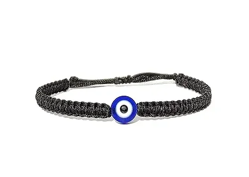 Ahen Evil Eye Bracelet Avoid Negative Energy Remover Buri Nazar Wirtband Vadic Kala Dhaga Bracelet for Men & Women (Black Thread Evil Eye Retro Design) Adjustable Nylon No Gemstone