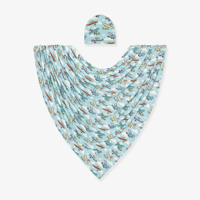 Aircraft Blue Baby Boy Swaddle | Posh Planes