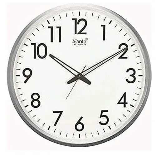 Ajanta Quartz Wall Clock (32 cm X 32 cm X 32 Cm Silver)