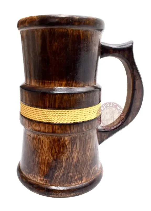 All About Wood – Hand-Crafted Wooden Drinking Beer Mug for Home-Bar/Café/Pubs/Party ( 8Inch 700 mL Mango-Wood )