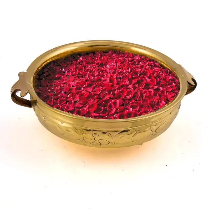 ALODIE- Brass Traditional Flower Urli Bowl- Decorative Bowl-Home-Living Room-Temple-Hotel -Office Decor – Beautiful Decorative Article for Diwali – House Warming (8.1Wx2.7H INCHES)