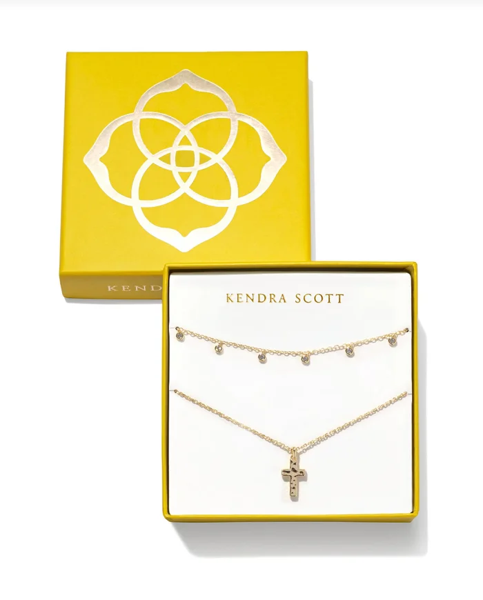 Amelia Cross Necklace Gift Set in Gold