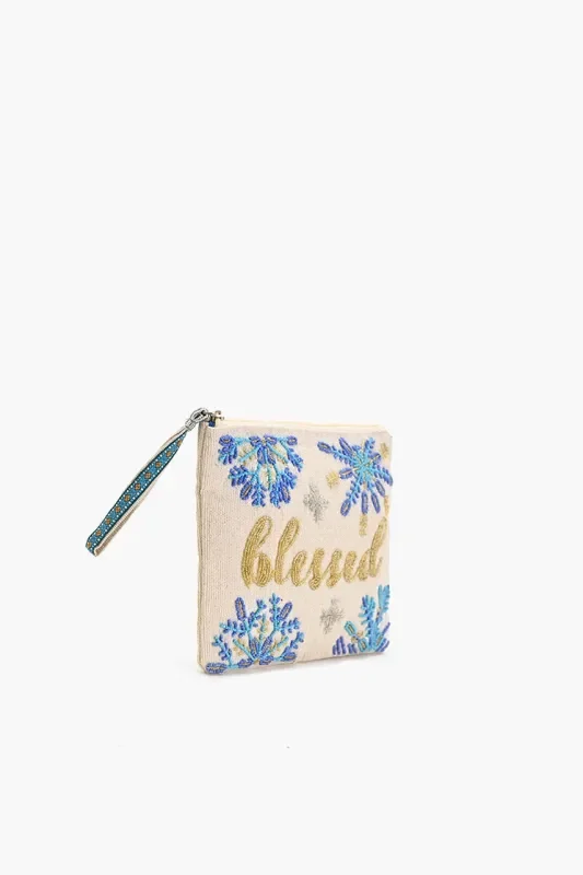 America & Beyond Blessed Embellished Wristlet Clutch
