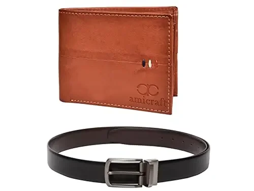 Amicraft Men‘s Combo Pack of Wallet & Belt Gift set