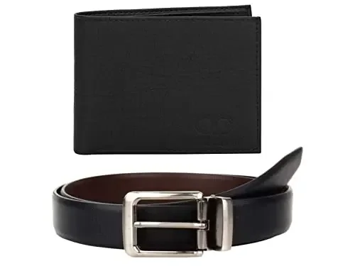 Amicraft Men‘s Faux Leather Combo Pack of Wallet and Belt