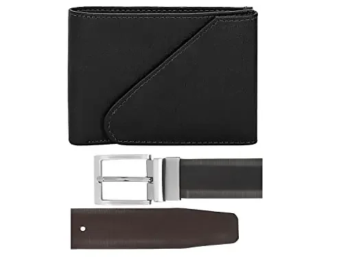 Amicraft Men‘s Faux Leather Combo Pack of Wallet and Belt