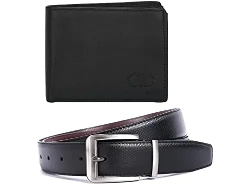 Amicraft Men‘s Faux Leather Combo Pack of Wallet and Belt