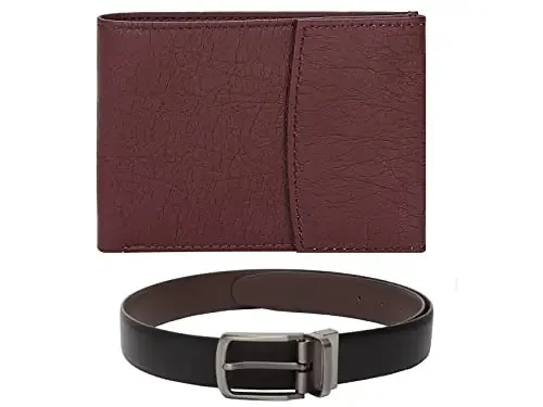 Amicraft Men‘s Faux Leather Combo Pack of Wallet and Belt