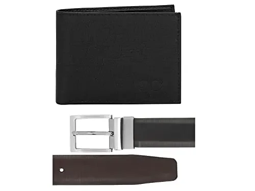 Amicraft Men‘s Faux Leather Combo Pack of Wallet and Belt