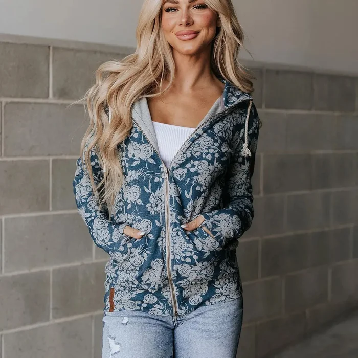 Ampersand Avenue – Twighlight Blooms Fullzip Sweatshirt