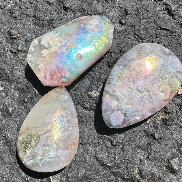 Angel Aura Flower Agate Palm Gemstones