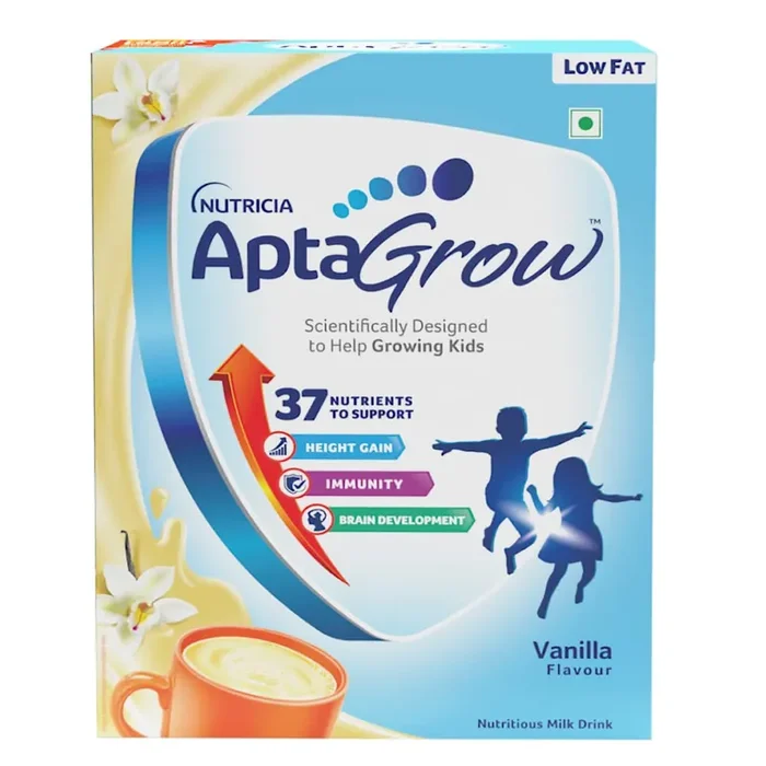 AptaGrow Health and Nutrition Drink Powder for Kid(Vanilla Flavor 400 Gms BIB) with 37 Vital Nutrients to Support Height Gain Immunity & Brain Development