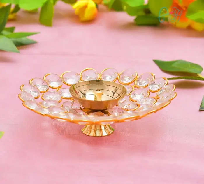 Archna Handicraft Metal Akhand Diya Oil Puja Lamp Decorative Round Tea Diya for Home Décor (2×5 Inches)