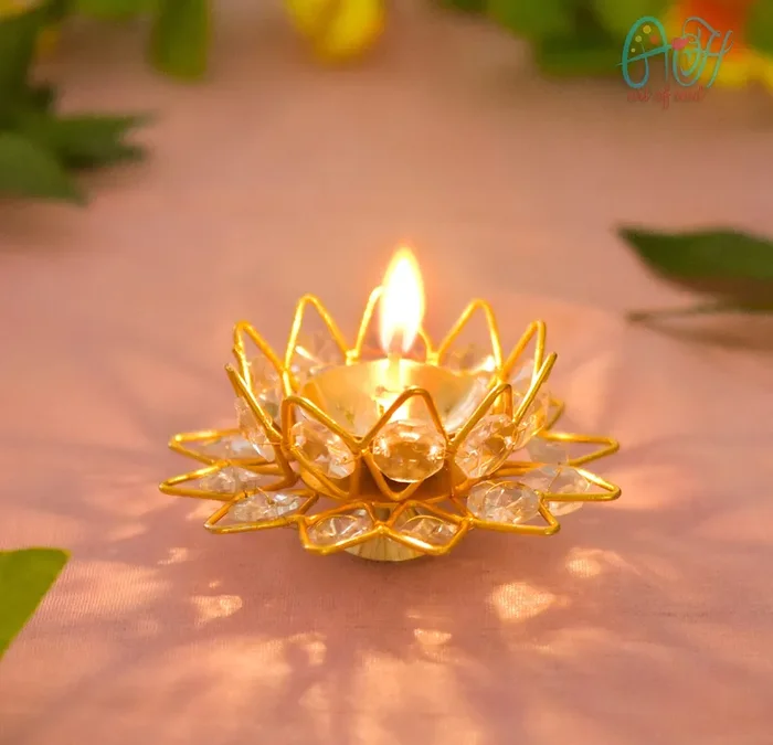 Archna Handicraft Metal Akhand Diya Oil Puja Lamp Decorative Round Tea Diya for Home Décor (2×4 Inches)