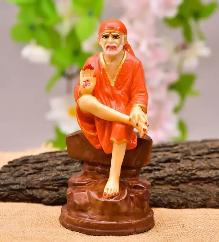 Archna Handicraft Polyresin Bhagwan Sai Baba Marble Dust Idol for Pooja Room Decorative Showpiece Statue for Home Decor (8 x 3 Inches)