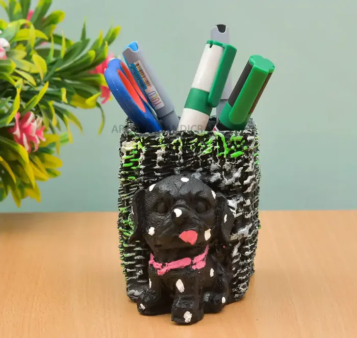 Archna Handicraft Polyresin Cute Pen Stand for Table Decorative Showpiece Gifts Purpose (4.5×4 Inches)