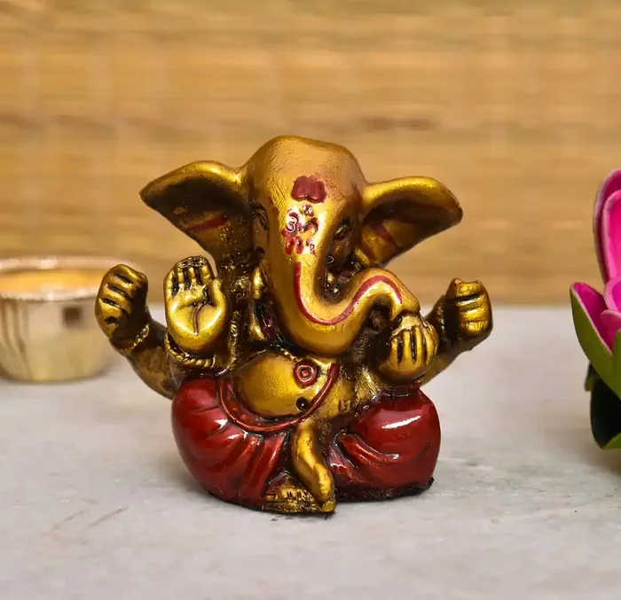 Archna Handicraft Polyresin Ganesh Ji Murti for Car Dashboard Lord Ganesha Idol Showpiece (Size 2 x 2)