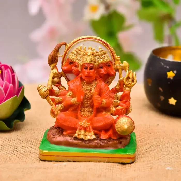 Archna Handicraft Polyresin Hanuman Ji Murti for Pooja Room Sculpture Idol Staute for Home Decor (4x2x3)