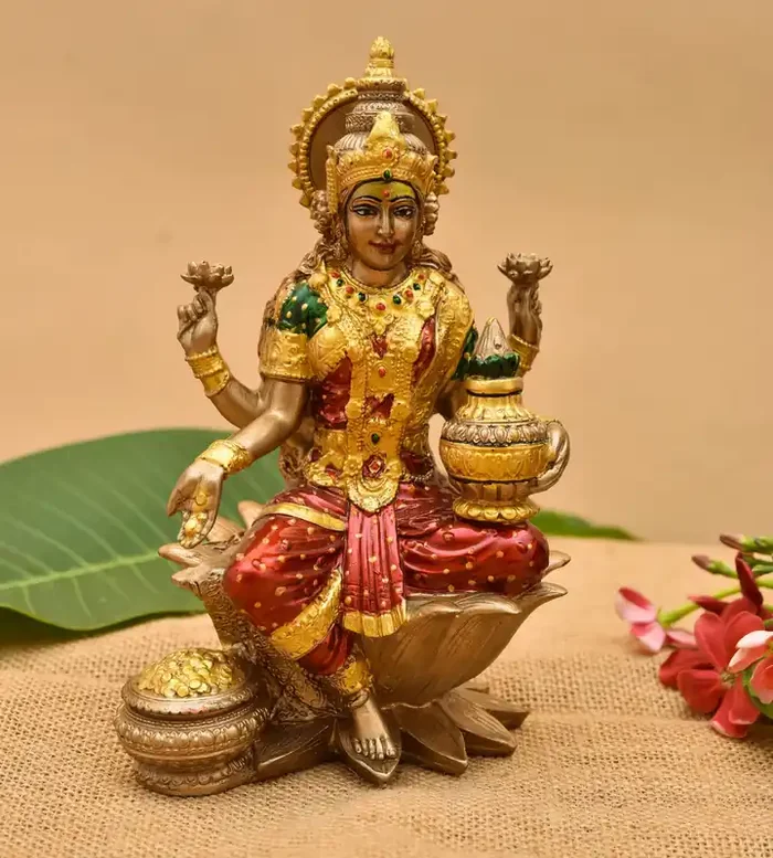 Archna Handicraft Polyresin Laxmi Ji Murti for Pooja Room I Home Temple Decoration Items I Bronze god Idols I Statue I God Idols I Home Temple Decoration Items (Size 7×4 Inch)