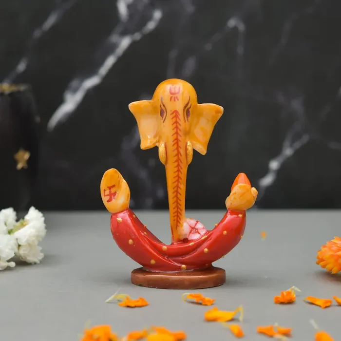 Archna Handicraft Polyresin Lord Ganesha Statue for Pooja Lord Ganesh Murti Idol Sculpture for Home and Office (3.5 x 2.5 Inches)