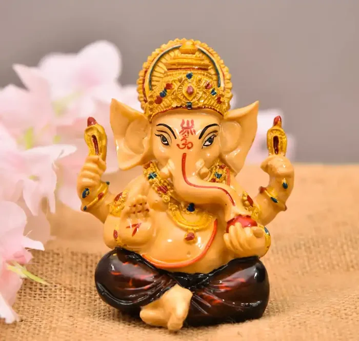 Archna Handicraft Polyresin Lord Ganesha Statue Lord Ganesh Murti Idol for Home Office Decorations (3.5 x 2.5 Inches)