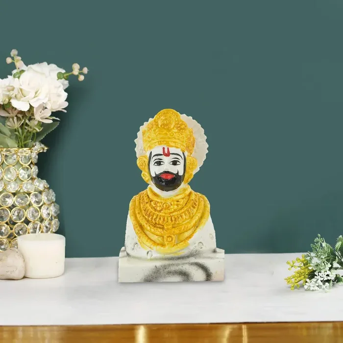 Archna Handicraft Polyresin Lord Khatu Shyam Baba Ji Murti Figurine Idol Statue Pooja Gift Home DÃ©cor Showpiece (4×3 Inch)