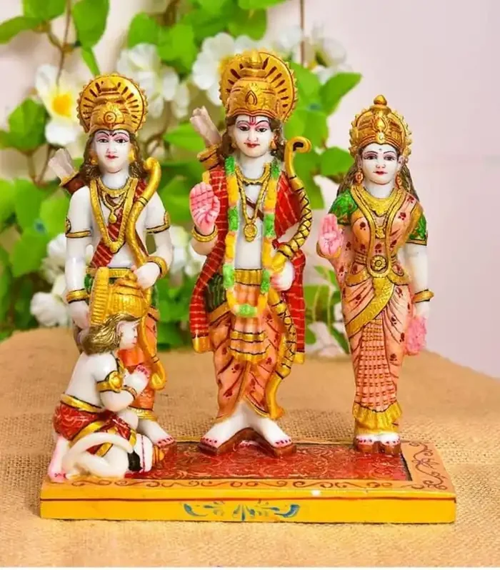 Archna Handicraft Polyresin Marble dust Ram darbar Murti for Pooja Room I Home Temple Decoration Items I God Idols I Home Temple Decoration Items (Size 8 x 7 Inche)