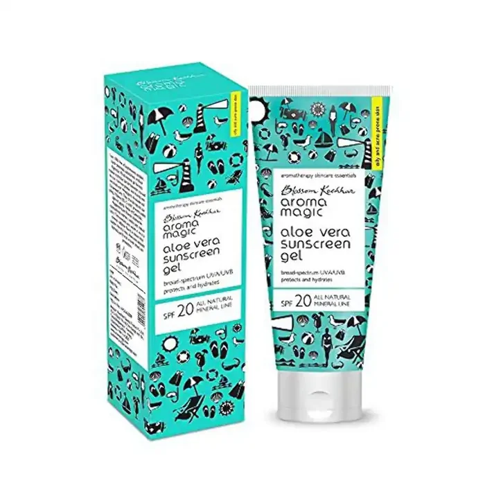 Aroma Magic Aloe Vera Sunscreen Gel With Broad Spectrum Protection UVA/UVB SPF 20 For Oily & Acne Prone Skin 100 ml