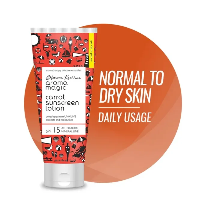 Aroma Magic Carrot Sunscreen Lotion With Broad Spectrum Protection UVA/UVB SPF 15 For Normal To Dry Skin 100 ml