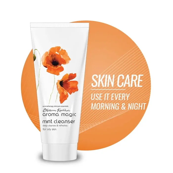 Aroma Magic Mint Cleanser to Refreshes, Heals acne, & Hydrates with Peppermint, Chinaberry seed, jojoba seed, spearmint & clove extracts For Oily & Acne Prone Skin – 100 gm