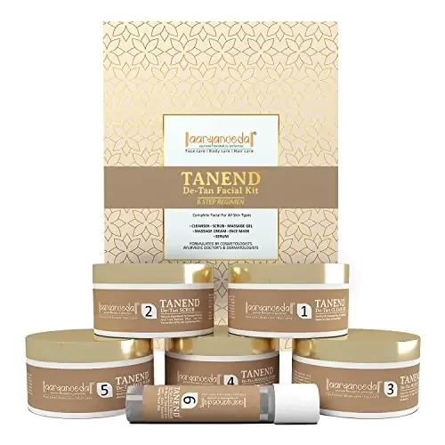 Aryanveda De-Tan Facial kit for Glowing Skin Removes Impurities & Tanning from the Skin Cleanses Pores and Repairs Photodamaged skin All Skin Types for Men & Women 260 Gm