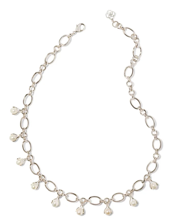 Ashton Silver Pearl Chain Necklace in White Pearl – Kendra Scott