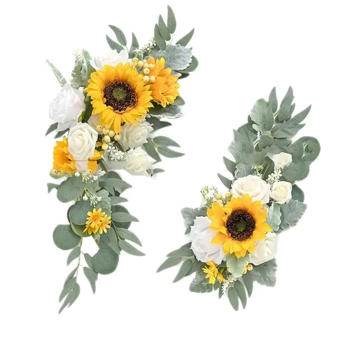 ATORSE Artificial Flower Swag Green Leaves Hanging for Backdrop Party Wedding Car Yellow
