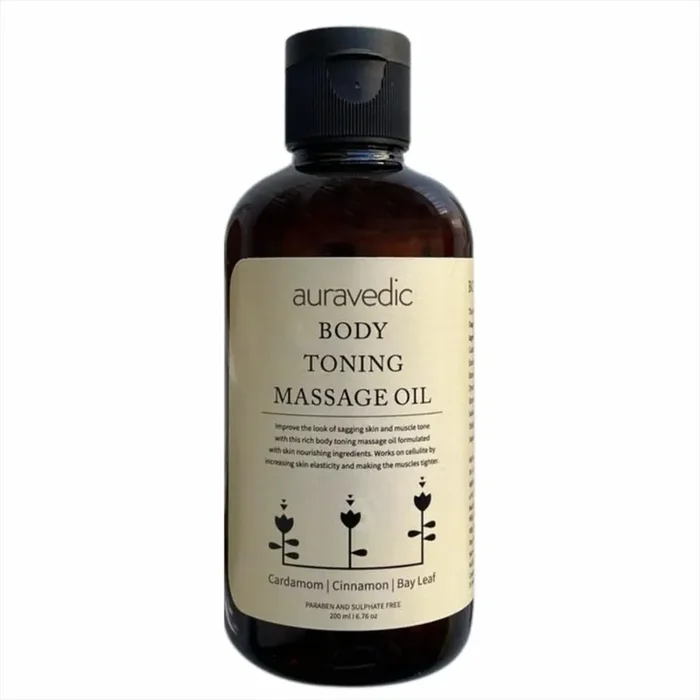 Auravedic Body Toning Body Massage Oil for full body relax 200ml Body Oil for Winter Body oil after bath for daily use Body oil for glowing skin Stretch Mark Removal Massage Oil For women men