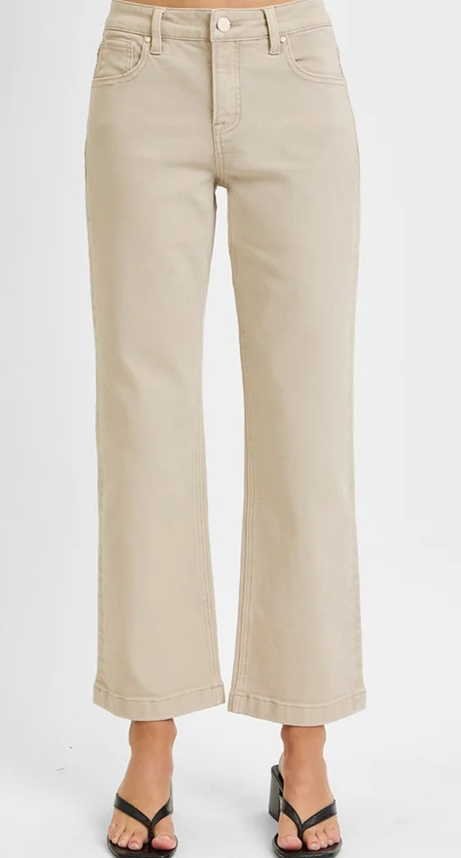 Autumn Almond Mid-Rise Ankle Straight Jeans – Risen